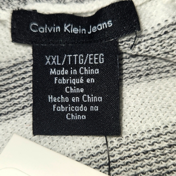 CALVIN KLEIN LIGHT WEIGHT CARDIGAN GREY WITH WHITE STRIPES SIZE 2XL NEW … - Picture 6 of 10